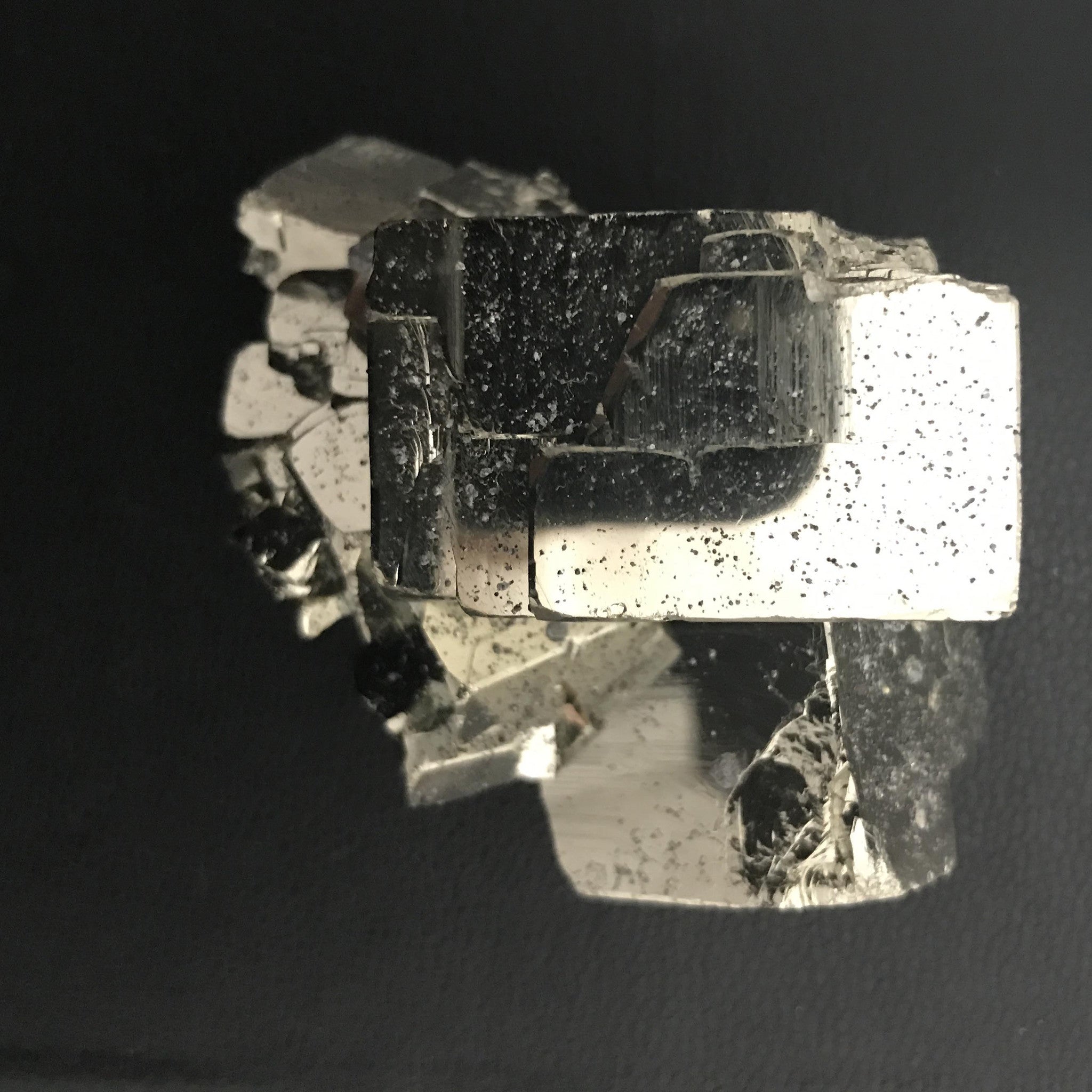 peruvian pyrite cluster with flecks of black quartz | #121