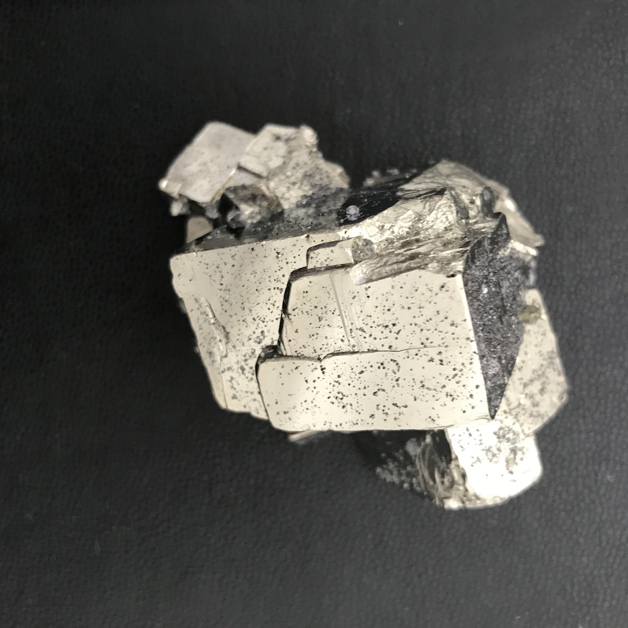 peruvian pyrite cluster with flecks of black quartz | #121