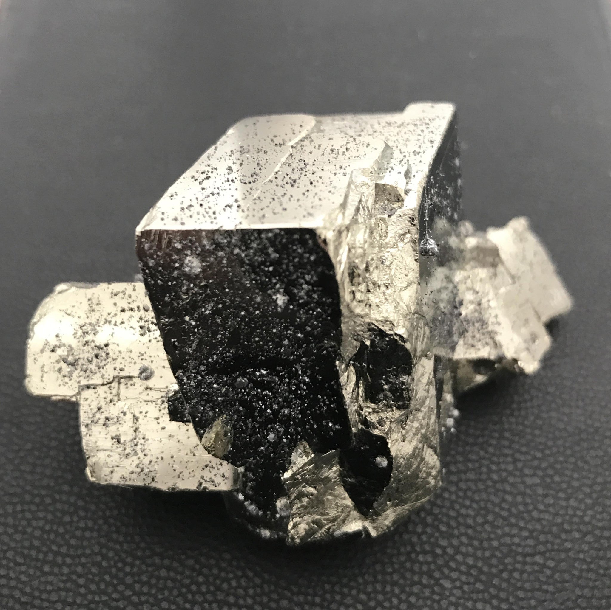 peruvian pyrite cluster with flecks of black quartz | #121