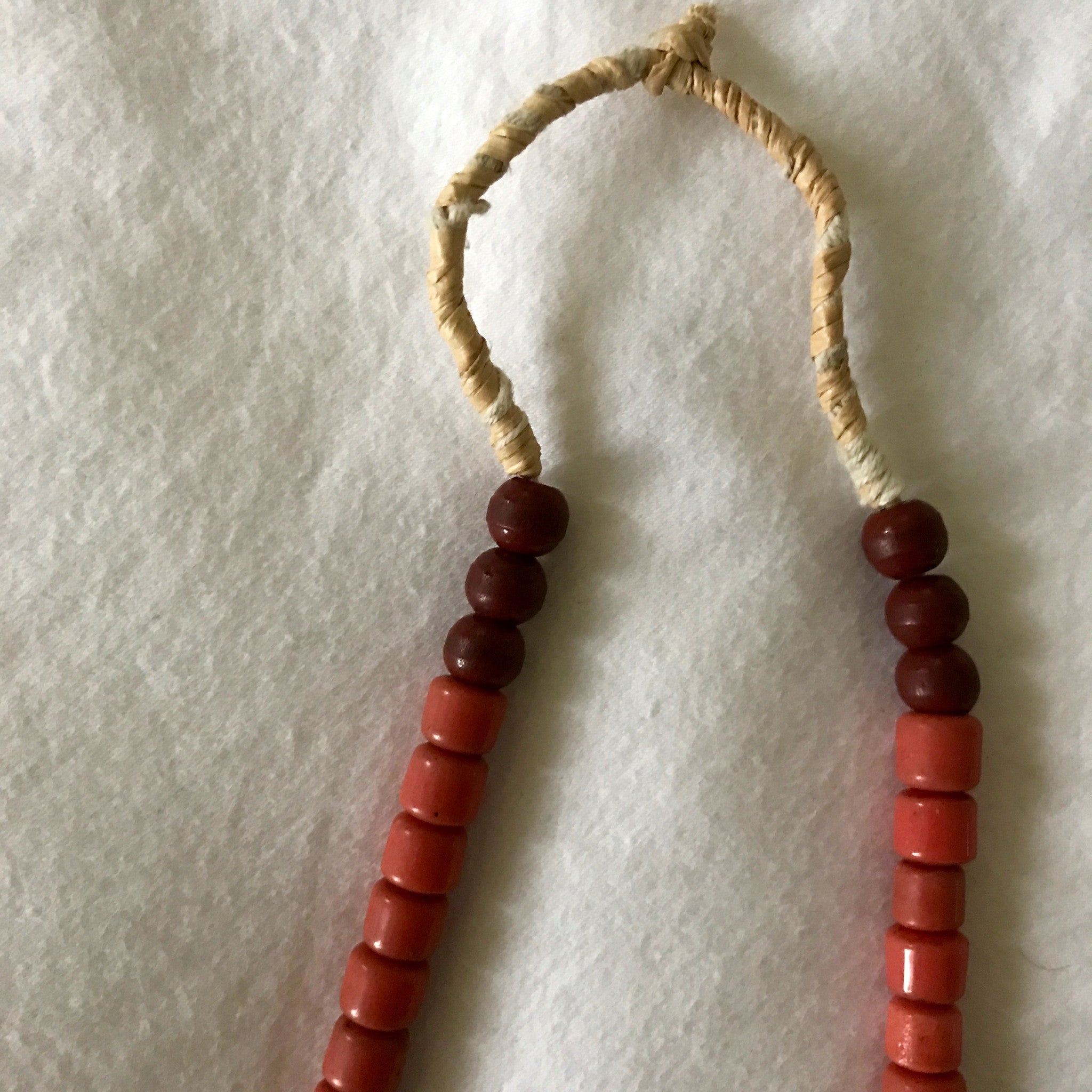 coral and maroon glass beads