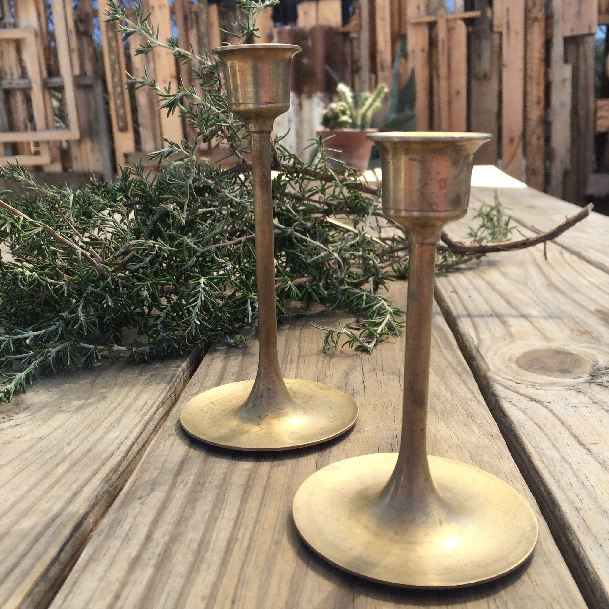 turned brass candle stick
